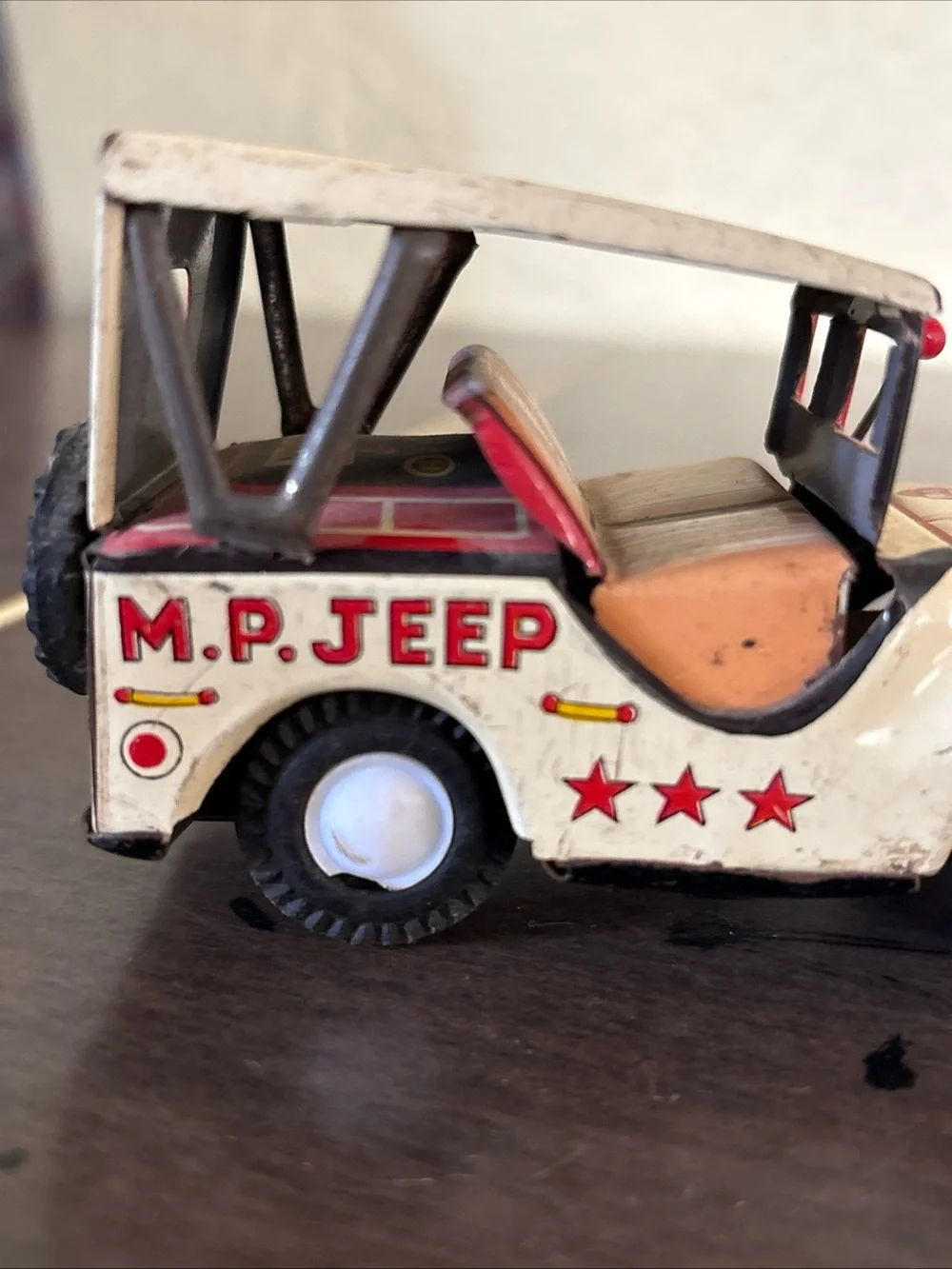Vintage Toy M.P.  Jeep SSS Japan 1950s Tin Litho Friction Powered